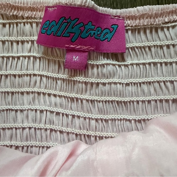 EDIKTED Starfish Embellished Strapless Halter Light Pink Top Shirt Loose Fit M - Picture 6 of 12